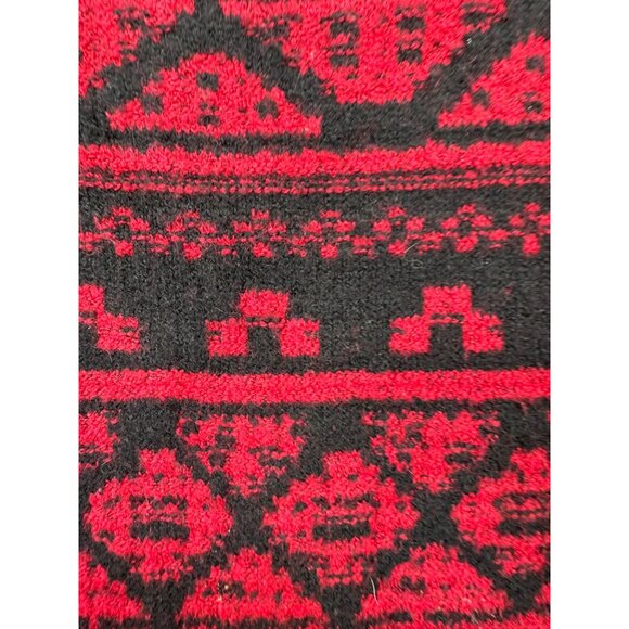 J. Jill Womens Geometric Pattern Sweater XL Red & Black Wool Cotton Blend - Picture 4 of 11
